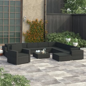 Garden furniture and cushions set 12 pieces black synthetic rattan by vidaXL, Garden sets - Ref: Foro24-46750, Price: 1,00 €,...