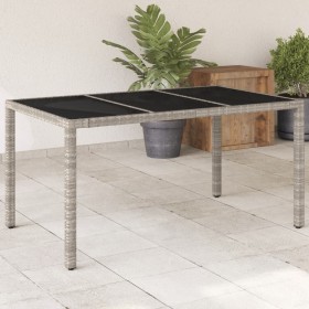 Mesa de jardín superficie de vidrio ratán PE gris 150x90x75 cm de , Mesas de jardín - Ref: Foro24-368125, Precio: 139,99 €, D...