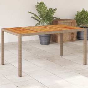 Garden table PE rattan and beige acacia wood 150x90x75 cm by , Garden tables - Ref: Foro24-368127, Price: 149,99 €, Discount: %