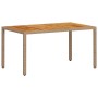 Garden table PE rattan and beige acacia wood 150x90x75 cm by , Garden tables - Ref: Foro24-368127, Price: 149,14 €, Discount: %