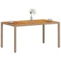 Mesa de jardín ratán PE y madera acacia beige 150x90x75 cm de , Mesas de jardín - Ref: Foro24-368127, Precio: 149,99 €, Descu...