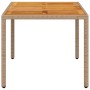 Garden table PE rattan and beige acacia wood 150x90x75 cm by , Garden tables - Ref: Foro24-368127, Price: 149,14 €, Discount: %