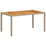 Garden table PE rattan and beige acacia wood 150x90x75 cm by , Garden tables - Ref: Foro24-368127, Price: 149,14 €, Discount: %