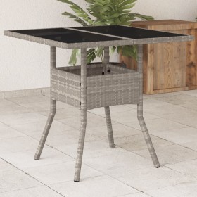 Garden table glass surface and gray PE rattan 80x80x75 cm by , Garden tables - Ref: Foro24-368131, Price: 79,50 €, Discount: %