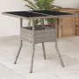 Mesa de jardín superficie de vidrio y ratán PE gris 80x80x75 cm de , Mesas de jardín - Ref: Foro24-368131, Precio: 79,50 €, D...