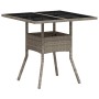 Mesa de jardín superficie de vidrio y ratán PE gris 80x80x75 cm de , Mesas de jardín - Ref: Foro24-368131, Precio: 79,50 €, D...