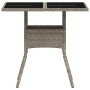 Mesa de jardín superficie de vidrio y ratán PE gris 80x80x75 cm de , Mesas de jardín - Ref: Foro24-368131, Precio: 79,79 €, D...