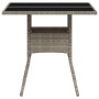 Mesa de jardín superficie de vidrio y ratán PE gris 80x80x75 cm de , Mesas de jardín - Ref: Foro24-368131, Precio: 79,79 €, D...