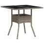 Mesa de jardín superficie de vidrio y ratán PE gris 80x80x75 cm de , Mesas de jardín - Ref: Foro24-368131, Precio: 79,79 €, D...