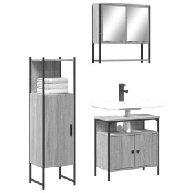 Sonoma gray plywood 3-piece bathroom furniture set by , Bathroom furniture - Ref: Foro24-3214698, Price: 163,45 €, Discount: %