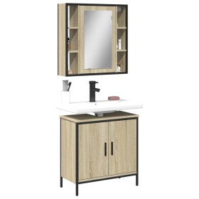 Set de muebles de baño 2 pzas madera contrachapada roble Sonoma de , Muebles de baño - Ref: Foro24-3214721, Precio: 136,71 €,...