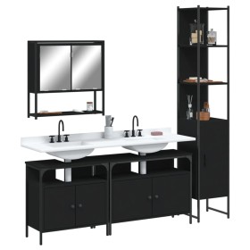 Black plywood 4-piece bathroom furniture set by , Bathroom furniture - Ref: Foro24-3214685, Price: 280,99 €, Discount: %