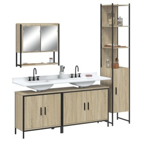 Juego de muebles de baño 4 pzas contrachapada roble Sonoma de , Muebles de baño - Ref: Foro24-3214691, Precio: 256,99 €, Desc...