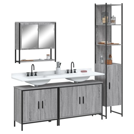 Bathroom furniture set 4 pieces sonoma gray plywood by , Bathroom furniture - Ref: Foro24-3214693, Price: 253,88 €, Discount: %