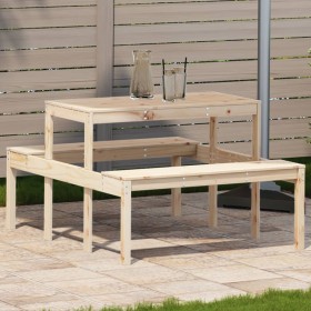 Picknicktisch aus massivem Kiefernholz, 110 x 134 x 75 cm von , Gartentische - Ref: Foro24-832557, Preis: 83,99 €, Rabatt: %