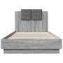 Sonoma gray engineered wood bed with headboard 90x200 cm by , Beds and slatted bases - Ref: Foro24-3209945, Price: 161,99 €, ...