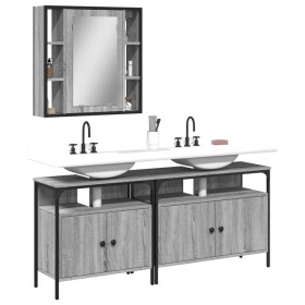 Sonoma gray plywood 3-piece bathroom furniture set by , Bathroom furniture - Ref: Foro24-3214728, Price: 183,84 €, Discount: %