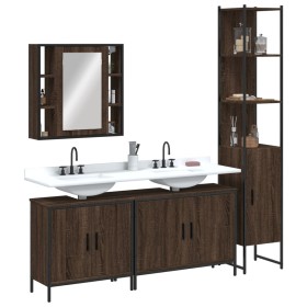 Set de muebles de baño 4 pzas madera contrachapada marrón roble de , Muebles de baño - Ref: Foro24-3214754, Precio: 262,13 €,...