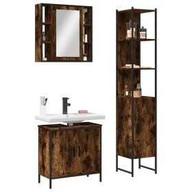 Set de muebles baño 3 pzas madera contrachapada roble ahumado de , Muebles de baño - Ref: Foro24-3214742, Precio: 201,99 €, D...