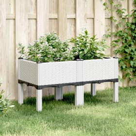 White PP planter with legs 80x40x42 cm by , Pots and planters - Ref: Foro24-367894, Price: 44,99 €, Discount: %