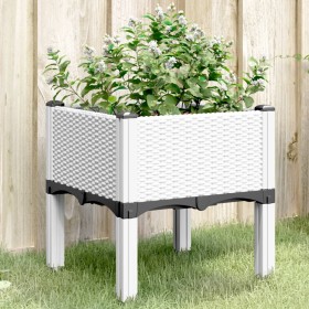 White PP planter with legs 40x40x42 cm by , Pots and planters - Ref: Foro24-367889, Price: 33,21 €, Discount: %