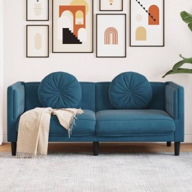 2 seater blue velvet sofa with cushions by , Sofas - Ref: Foro24-372640, Price: 272,53 €, Discount: %