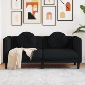 2 seater black velvet sofa with cushions by , Sofas - Ref: Foro24-372637, Price: 239,47 €, Discount: %