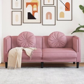 Pink velvet 2-seater sofa with cushions by , Sofas - Ref: Foro24-372635, Price: 272,99 €, Discount: %