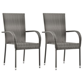 Stackable garden chairs 2 units gray synthetic rattan by vidaXL, Garden chairs - Ref: Foro24-46464, Price: 96,76 €, Discount: %