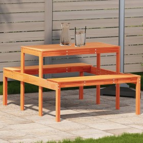 Picnic table solid wax brown pine wood 110x134x75 cm by , Garden tables - Ref: Foro24-844647, Price: 99,99 €, Discount: %