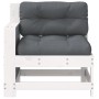 Gartensofa mit Armlehnen und Kissen aus massivem weißem Kiefernholz von , Outdoor-Sofas - Ref: Foro24-844915, Preis: 97,99 €,...