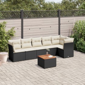 7-teiliges Garten-Essset und schwarze Kissen aus synthetischem Rattan von , Gartensets - Ref: Foro24-3255979, Preis: 393,99 €...