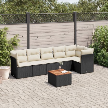 7-piece garden dining set and black synthetic rattan cushions by , Garden sets - Ref: Foro24-3255979, Price: 393,99 €, Discou...