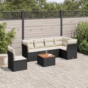 7-teiliges Garten-Essset und schwarze Kissen aus synthetischem Rattan von , Gartensets - Ref: Foro24-3255993, Preis: 408,10 €...