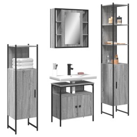 4-teiliges Badezimmerschrank-Set aus grauem Sonoma-Sperrholz von , Badezimmermöbel - Ref: Foro24-3214768, Preis: 271,99 €, Ra...