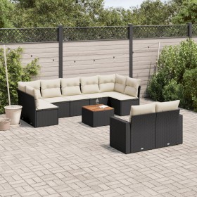 Gartensofa-Set 10-teilig mit schwarzen synthetischen Rattankissen von , Gartensets - Ref: Foro24-3256602, Preis: 617,08 €, Ra...