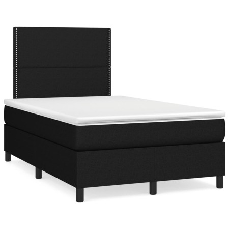 Boxspringbett mit Matratze und LED-Leuchten aus schwarzem Stoff 120x190 cm von , Betten und Lattenroste - Ref: Foro24-3270192...