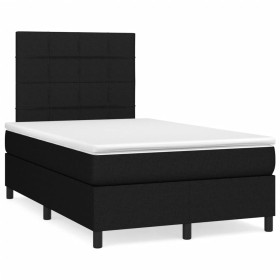 Box spring bed with mattress and LED lights black fabric 120x190 cm by , Beds and slatted bases - Ref: Foro24-3270199, Price:...