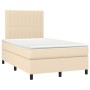 Boxspringbett mit Matratze und LED-Leuchten aus cremefarbenem Stoff 120x190 cm von , Betten und Lattenroste - Ref: Foro24-327...