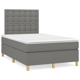 Cama box spring con colchón y LED tela marrón oscuro 120x190 cm de , Camas y somieres - Ref: Foro24-3270275, Precio: 423,89 €...