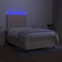 Box spring bed with mattress and LED lights cream fabric 120x190 cm by , Beds and slatted bases - Ref: Foro24-3270209, Price:...