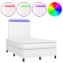 Cama box spring colchón y LED cuero sintético blanco 120x190 cm de , Camas y somieres - Ref: Foro24-3270282, Precio: 435,50 €...