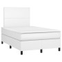 Box spring bed with mattress and LED white synthetic leather 120x190 cm by , Beds and slatted bases - Ref: Foro24-3270282, Pr...