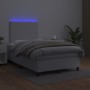 Box spring bed with mattress and LED white synthetic leather 120x190 cm by , Beds and slatted bases - Ref: Foro24-3270282, Pr...