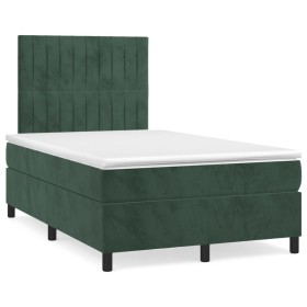 Cama box spring colchón y LED terciopelo verde oscuro 120x190cm de , Camas y somieres - Ref: Foro24-3270326, Precio: 429,99 €...