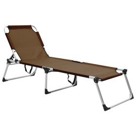 Brown aluminum folding extra high senior lounger by vidaXL, Loungers - Ref: Foro24-47916, Price: 143,02 €, Discount: %