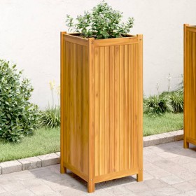 Planter with solid acacia wood lining 42x42x100 cm by , Pots and planters - Ref: Foro24-366438, Price: 105,31 €, Discount: %