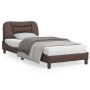 Estructura cama con luces LED cuero sintético marrón 80x200 cm de , Camas y somieres - Ref: Foro24-3213894, Precio: 165,38 €,...