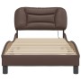 Estructura cama con luces LED cuero sintético marrón 80x200 cm de , Camas y somieres - Ref: Foro24-3213894, Precio: 165,38 €,...