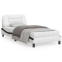 Estructura cama con LED cuero sintético blanco y negro 90x190cm de , Camas y somieres - Ref: Foro24-3213905, Precio: 178,35 €...